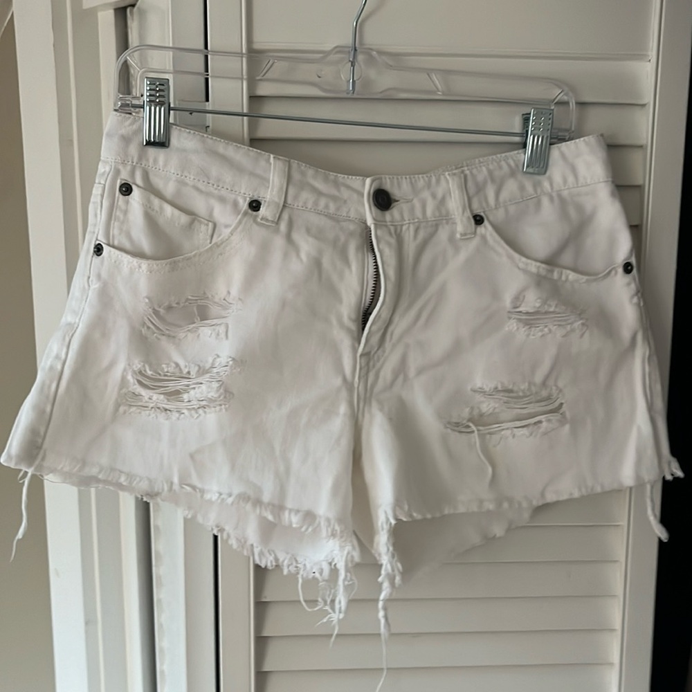 Volcom white denim shorts